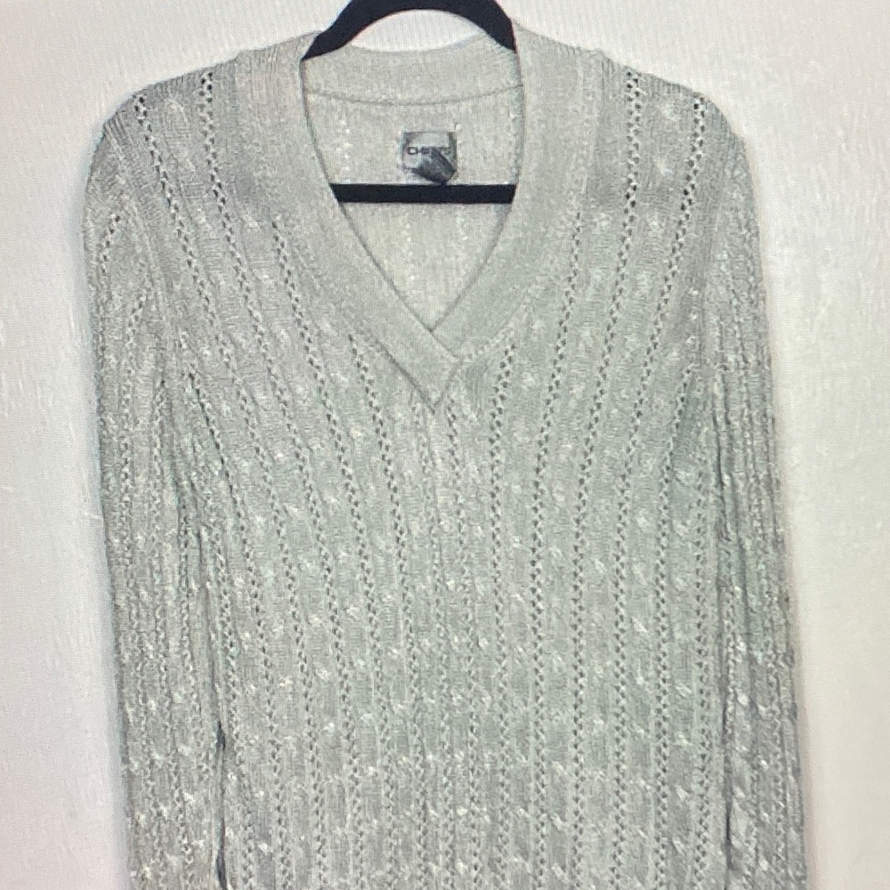 Chico's Light Gray V-Neck Sweater